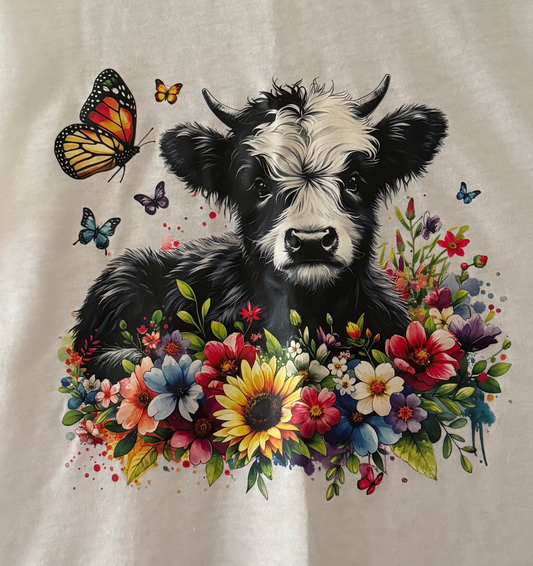 Floral Cow Short Sleeve T-shirt