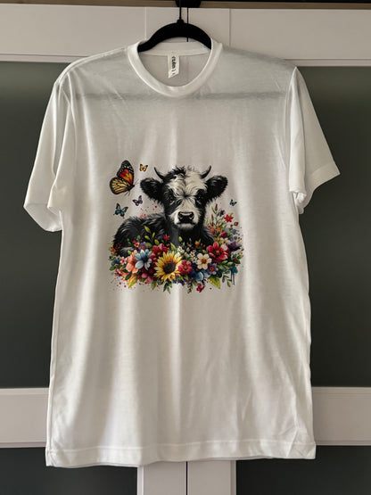 Floral Cow Short Sleeve T-shirt