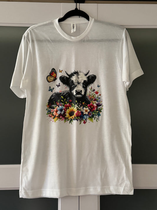 Floral Cow Short Sleeve T-shirt