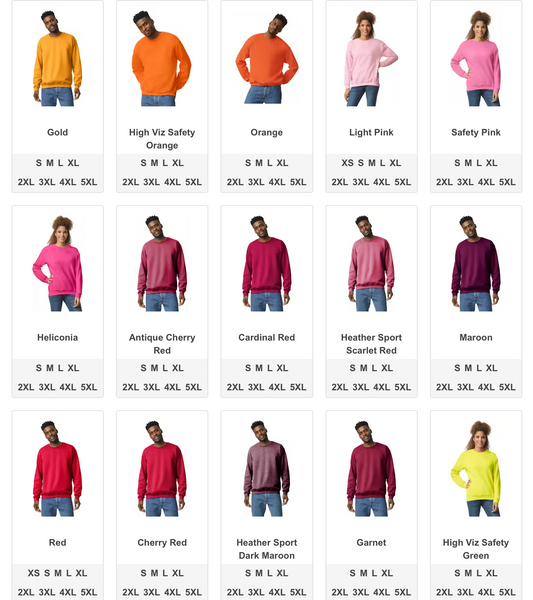 Fleece Crew Neck Sweatshirt Color & Size Options