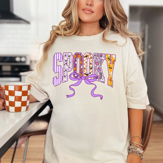 Spooky Purple Bow Short Sleeve T-shirt